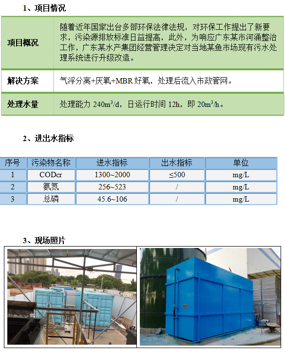 广东某鱼市场废水处理站新建工程